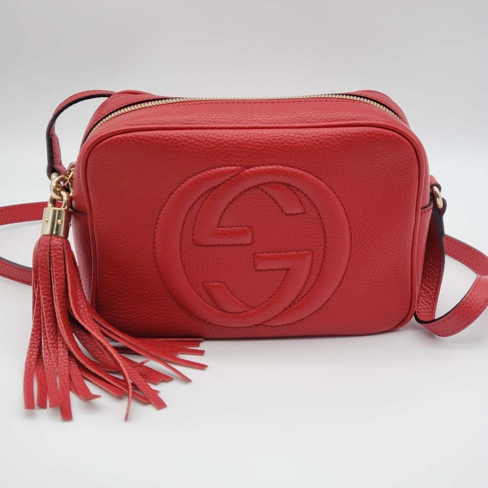 100% Authentic Gucci GG Soho Disco Camera Red Crossbody Bag - Picture 1 of 14
